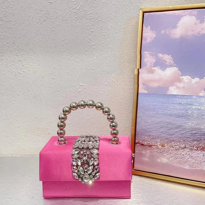 Levoire | Petit sac carré avec des strass français brillants en tête de diamant Rosenrot