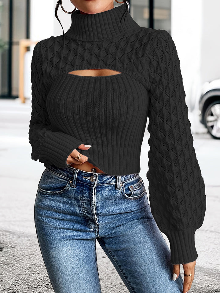 Levoire | Pull À Col Roulé Unicolore En Tricot Pointelle
