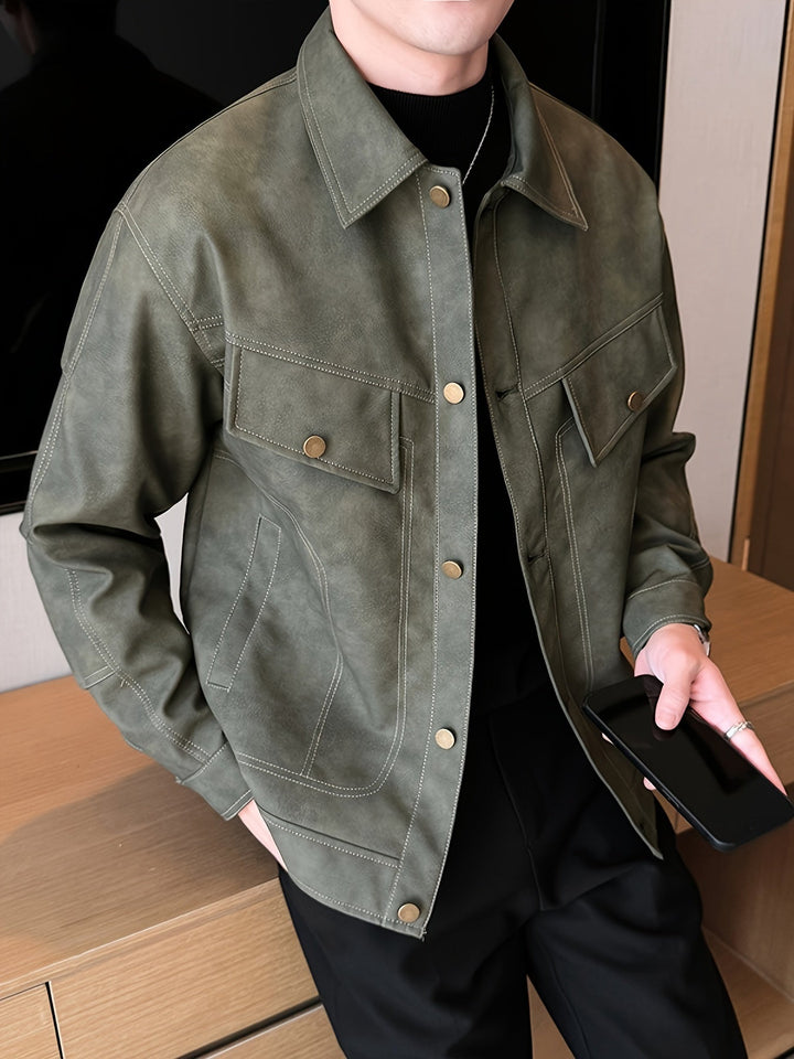 Levoire | Veste En Similicuir Tendance Pour Hommes Avec Fermeture Éclair Et Col