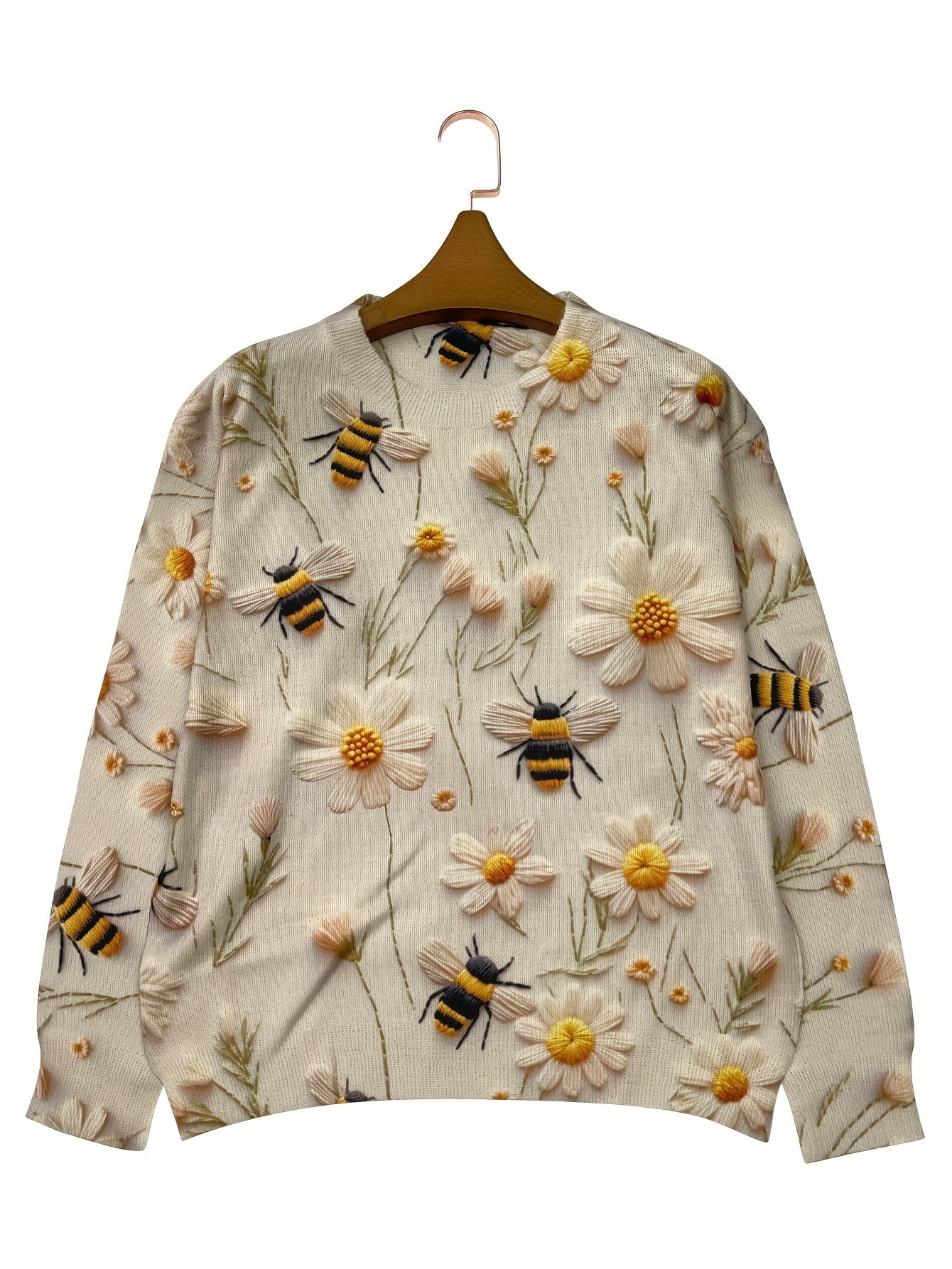 Levoire | Pull Avec Fleurs Et Design D'Abeille Et Col Rond