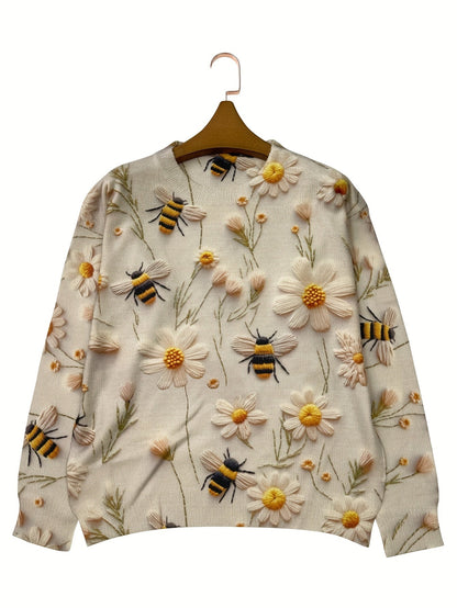 Levoire | Pull Avec Fleurs Et Design D'Abeille Et Col Rond
