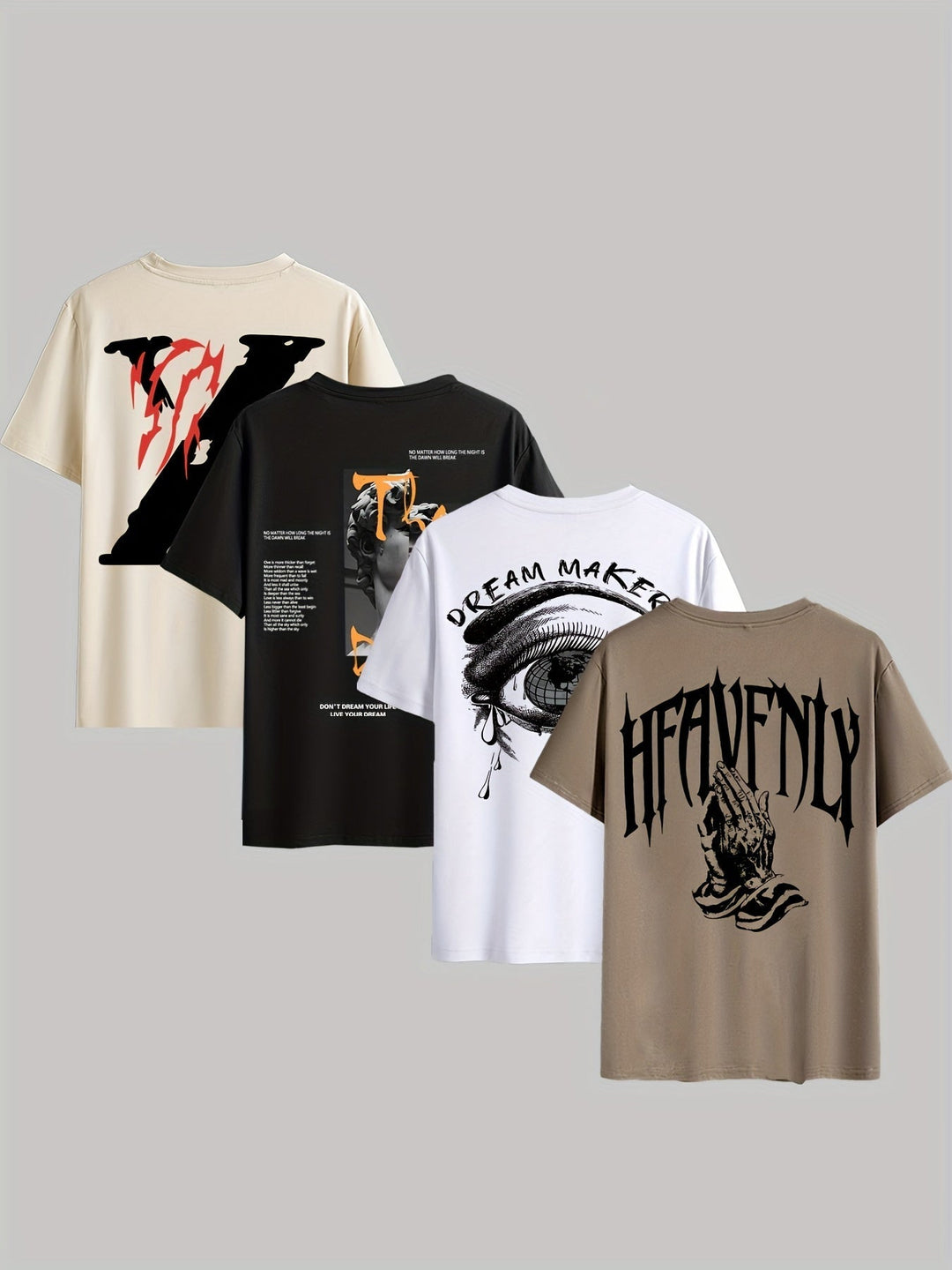 Levoire | Rennokas T-Shirt Pour Hommes Avec Impression Et Manches Courtes Café Blanc Noir Abricot
