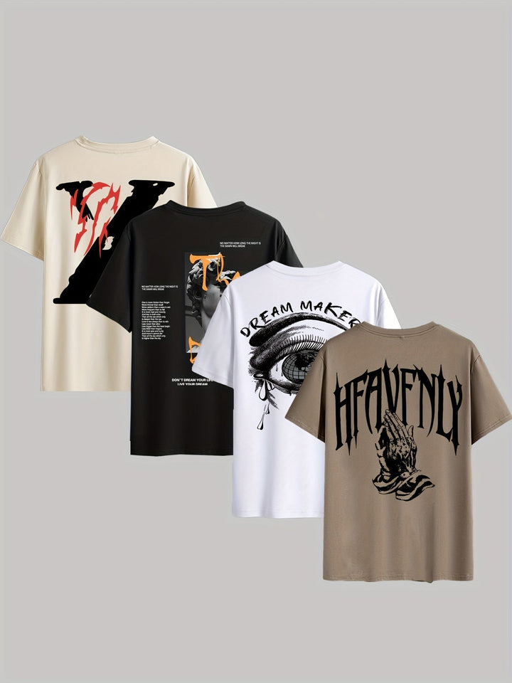 Levoire | Rennokas T-Shirt Pour Hommes Avec Impression Et Manches Courtes Café Blanc Noir Abricot