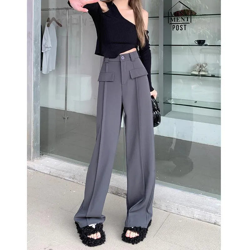 Levoire | Pantalons larges pour femmes taille haute Gris