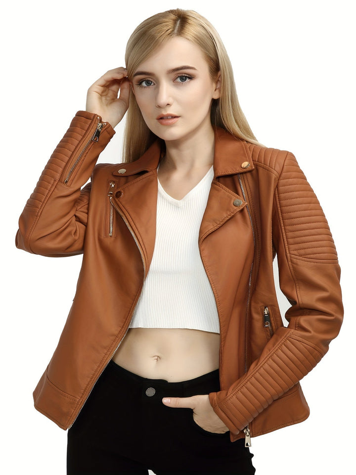 Levoire | Élégante Veste De Moto En Cuir Synthétique Avec Col Zippé