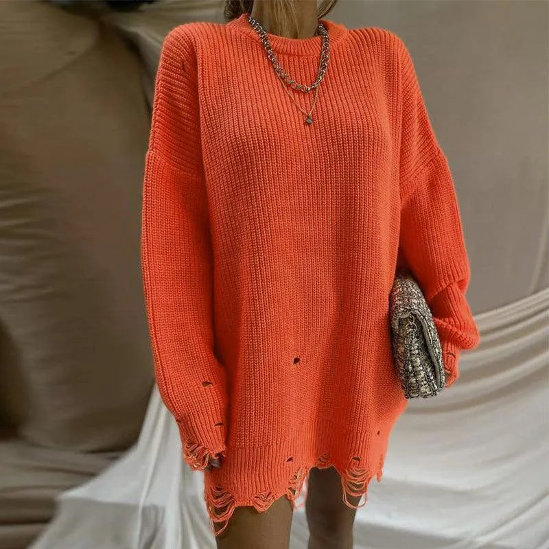 Levoire | Rento pull, avec des déchirures Orange