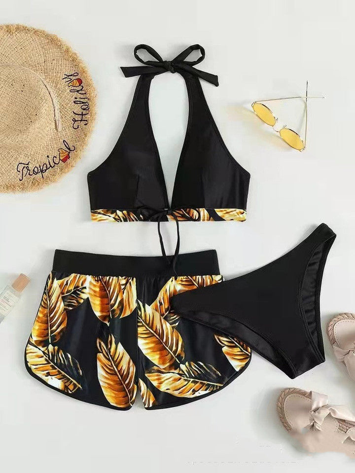 Levoire | Ensemble Bikini Bottom Et Shorts Pour Femmes Jaune