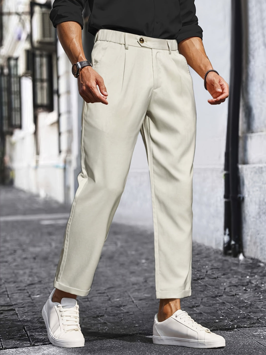 Levoire | Pantalons Slim Fit Stretch Pour Hommes Unis Avec Poches Abricot