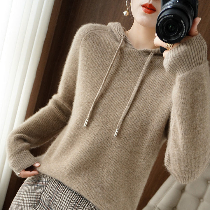 Levoire | Pull Confortable Avec Capuche Velours camel
