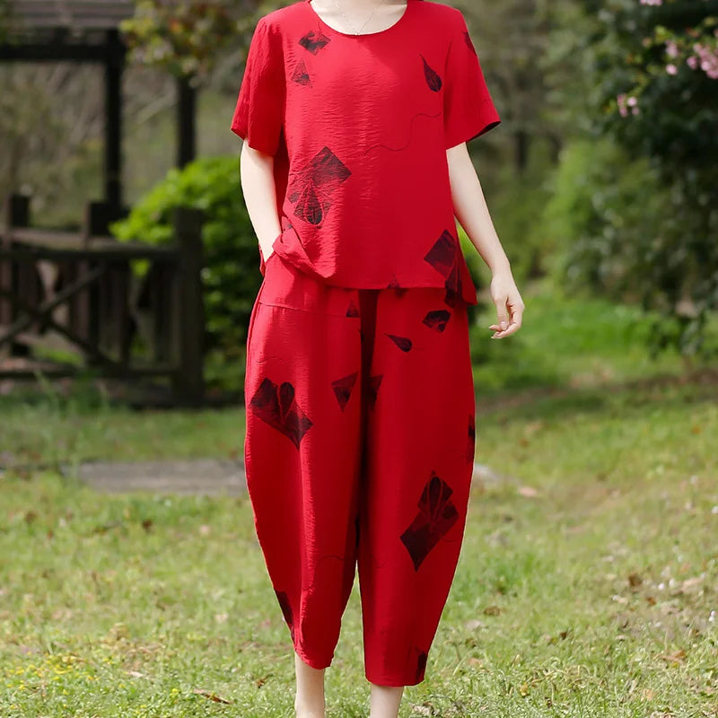 Levoire | Ensemble Confortable Avec Imprimé Rouge