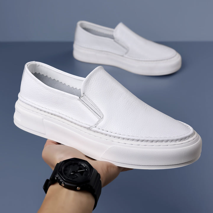 Levoire | Chaussures En Cuir Simples Pour Hommes Antidérapantes Avec Semelle En Caoutchouc Confortable 906【Blanc】