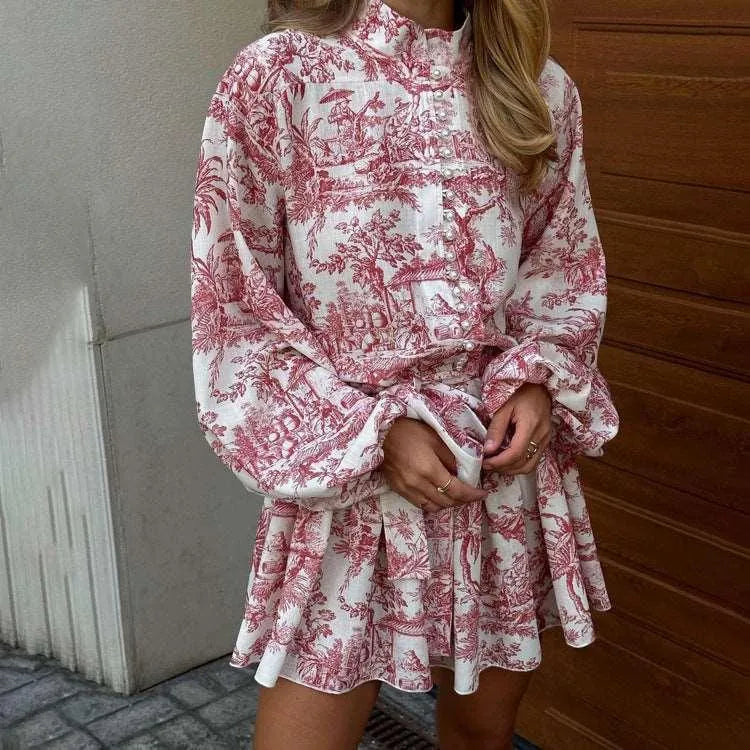 Levoire | Robe courte à manches bouffantes Rot