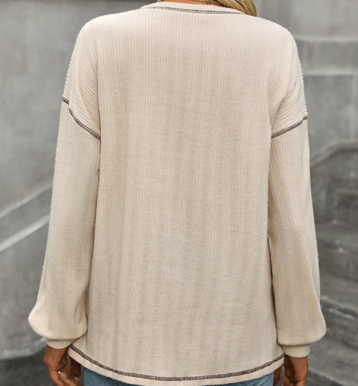 Pull décontracté pour femmes avec détails en volants et poches Levoire
