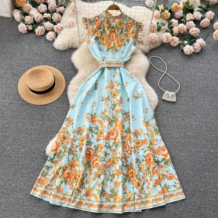 Levoire | Robe femme en ch chiffon imprimé à manches courtes