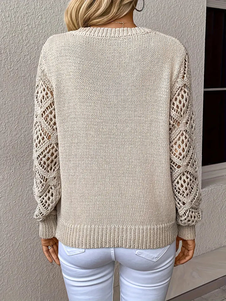 Levoire | Tendance V Neck Sweater With Lace Sleeves For Women