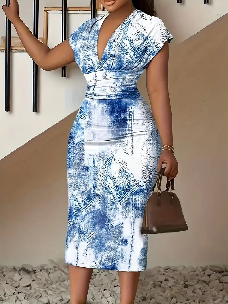 Levoire | Robe Décontractée, À Manches Courtes, Ajustée Bleu roi