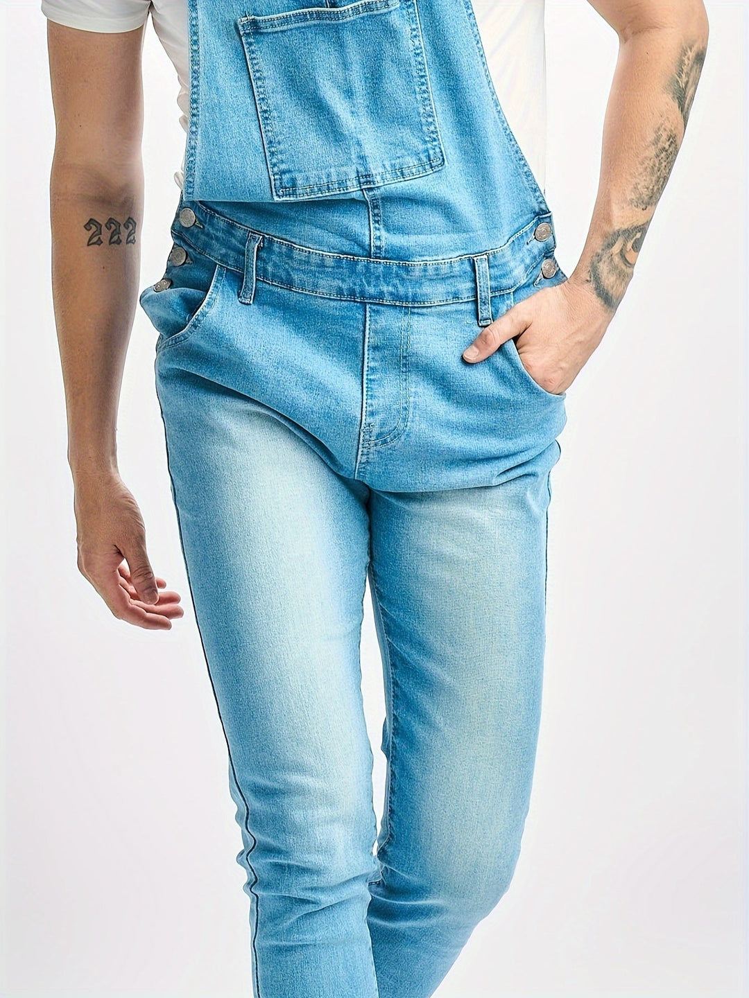 Levoire | Bleu Clair Slim Fit Denim Combinaison Stretch