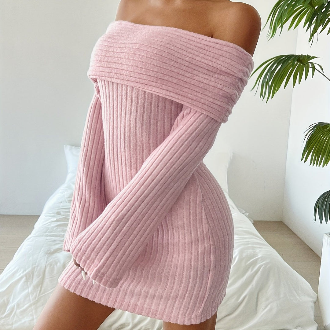 Levoire | Robe À Manches Longues Avec Épaules Nues Couleur rose