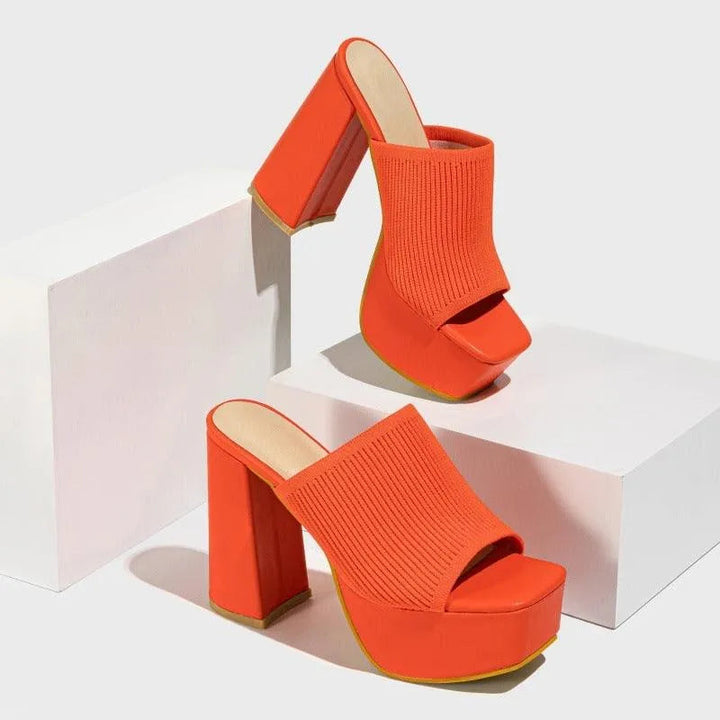 Levoire | Pantoufles d'été pour femmes en tricot Orange