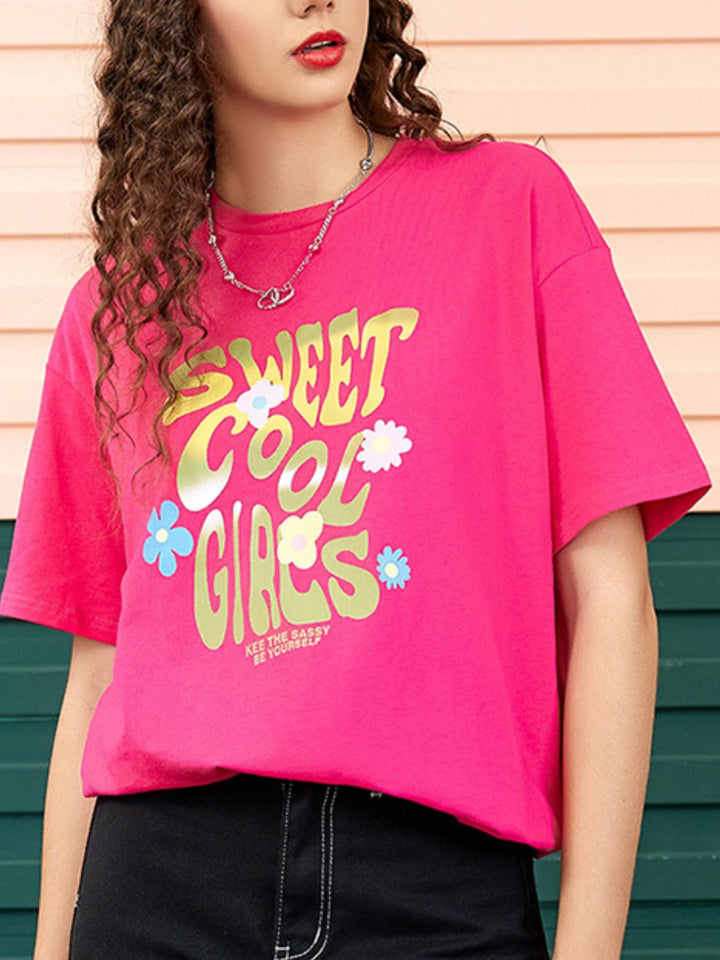 Levoire | Lettres Graphique Col Rond T-shirt à Manches Longues Sept Roses