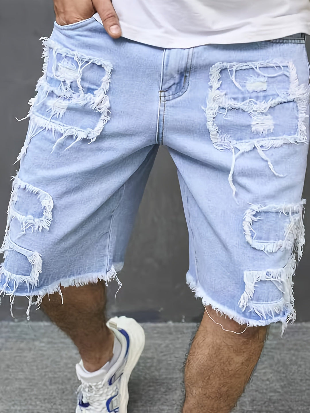 Levoire | Antike Bleiche Hommes Jeans Lâches, Coupé Empilé Bleu clair