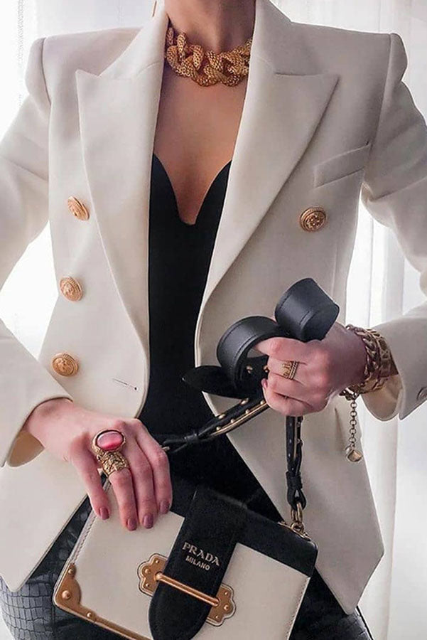 Levoire | Blazer Elegantti Kaksoisrivinen Blazer Kultaisten Napojen Kanssa