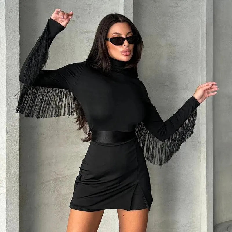 Levoire | Combinaison slim fit à manches longues avec shorts. noir