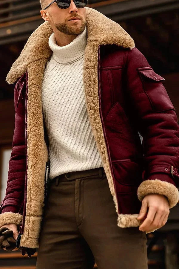 Levoire | Pilote Veste En Cuir Pour Hommes Rot