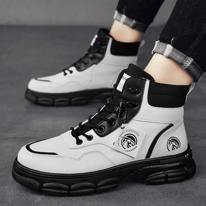 Levoire | Bottes à bord haut dans le style britannique Blanc et Noir
