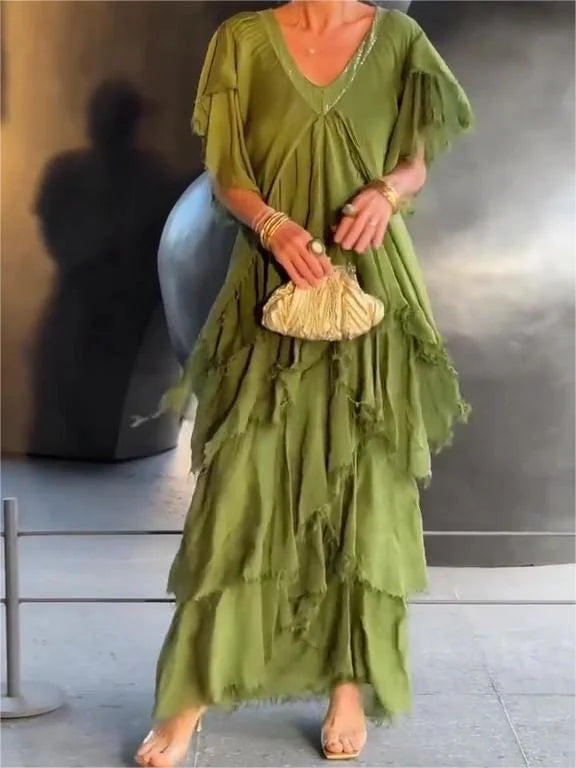 Levoire | Robe confortable à col en V Vert