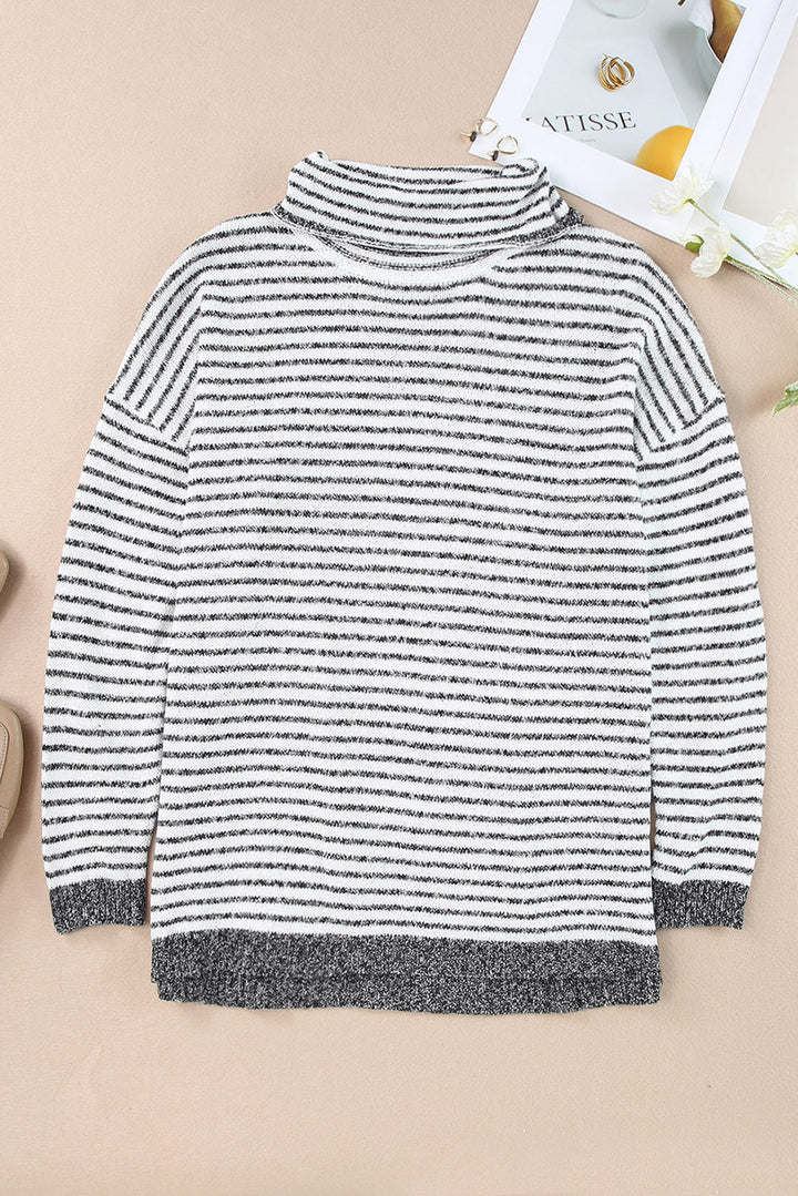Levoire | Pull Ample Gris Raye, Parfait Pour Les Journees Decontractees