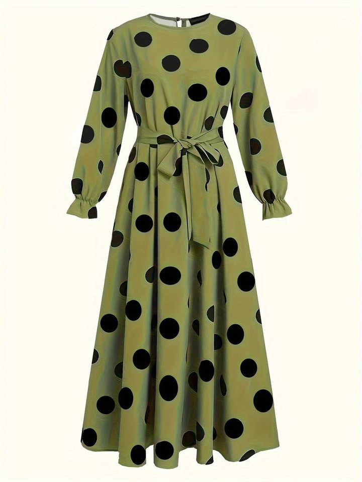 Levoire | Robe À Manches Longues À Pois Avec Col Rond