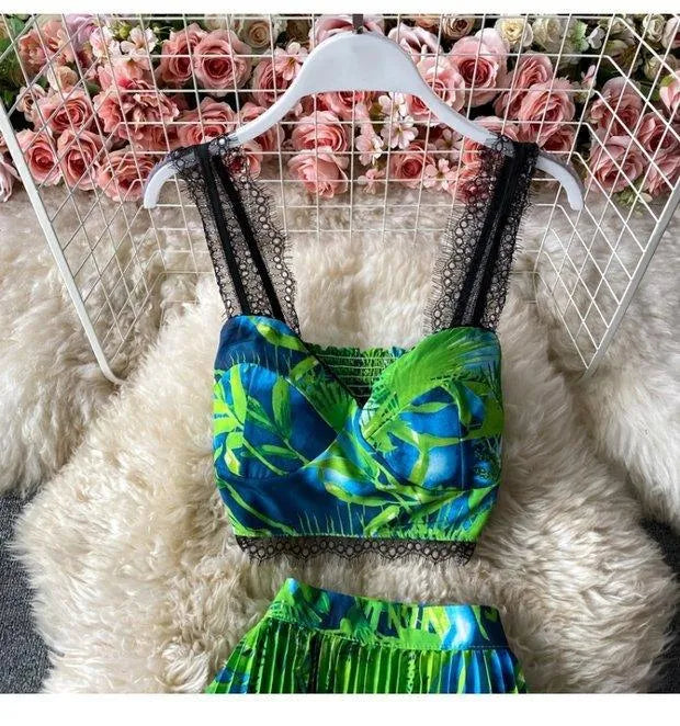 Levoire | Ensemble sans manches à deux pièces avec motif floral