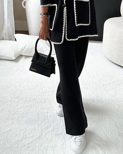 Levoire | Ensemble deux pièces : veste et pantalon décontractés décorés de bordures