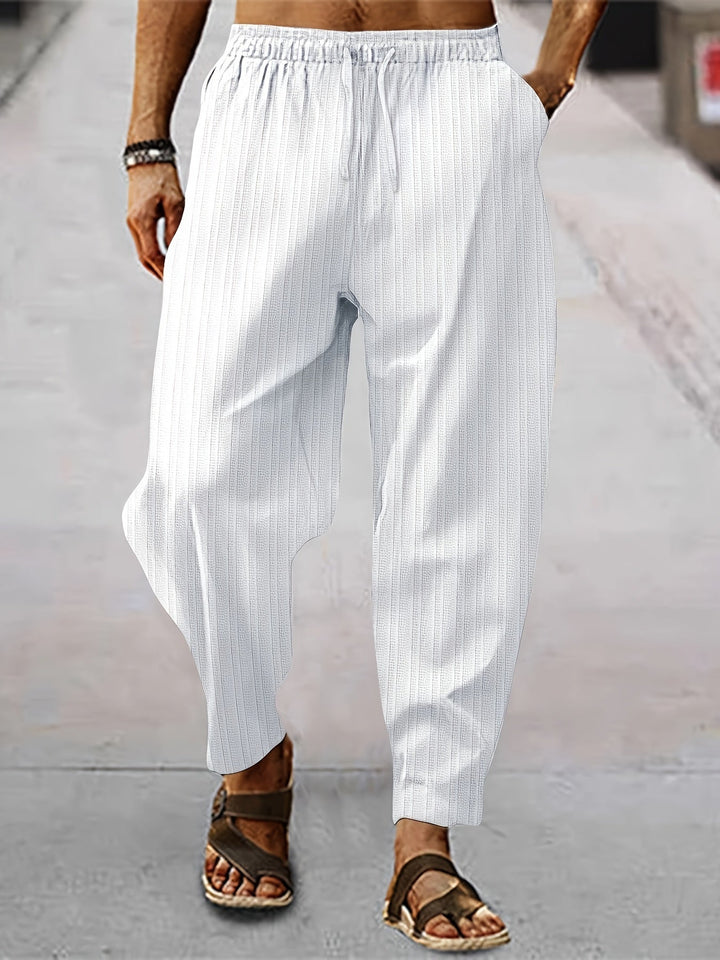 Levoire | Pantalons D'Été Décontractés Rayés Pour Hommes Blanc