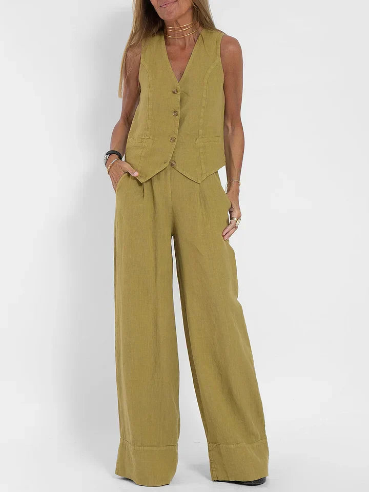 Levoire | Ensemble De Gilet Deux Pièces Pour Femmes Vert olive
