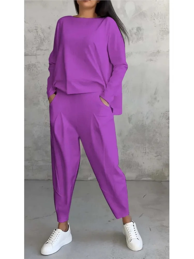 Levoire | Ensemble Éléga Nt Deux Pièces Avec Haut À Manches Longues Et Pantalon Lilas