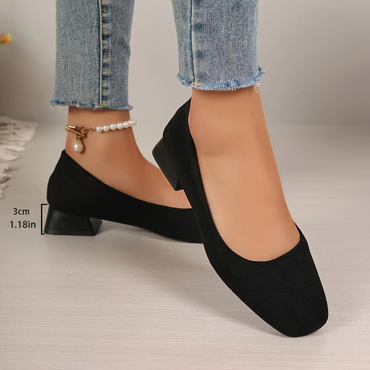 Levoire | Chaussures À Talon En Flanelle Noires À Talon Bas