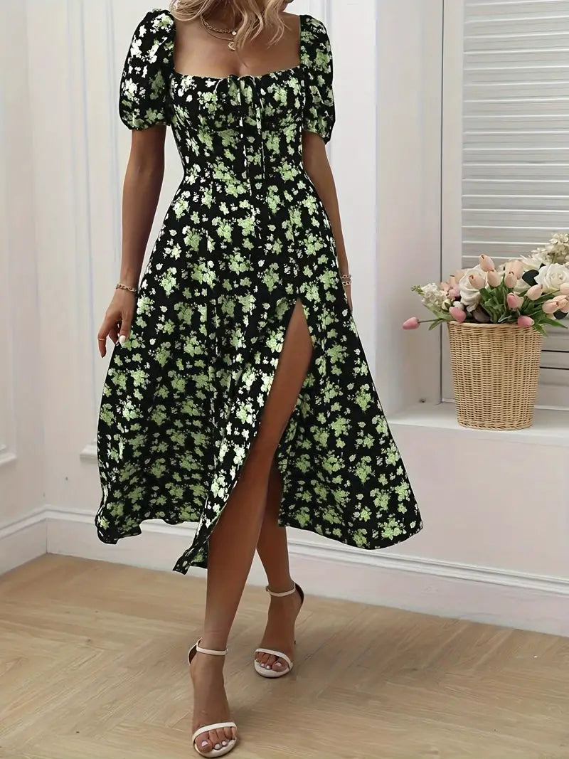 Levoire | Robe En A-Ligne Avec Imprimé Floral Et Manches Bouffantes Pour Le Printemps Et L'Été
