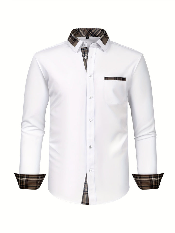 Levoire | Chemise Fine Adaptée Aux Affaires Avec Col À Carreaux Blanc