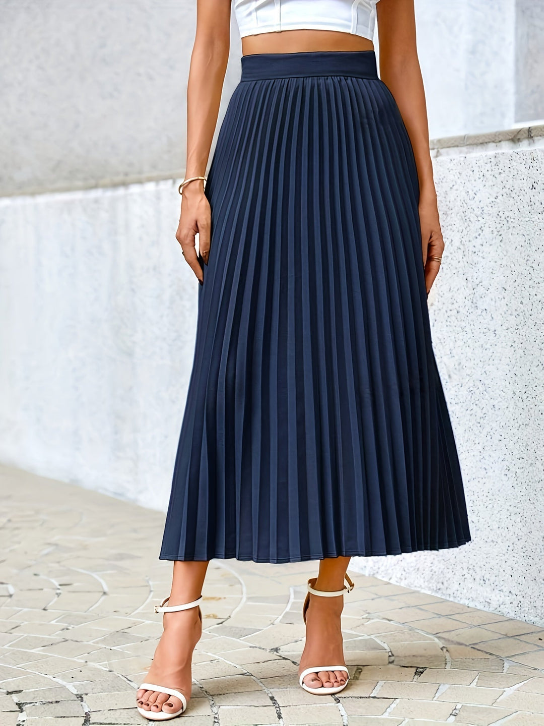 Levoire | Jupé Midi A-Line Élégante Avec Pli À L'Avant En Couleur Roi bleu