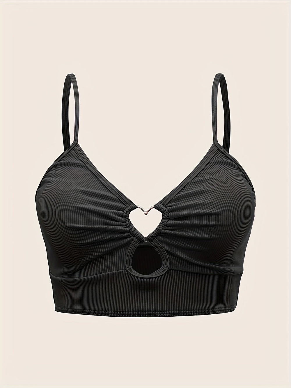 Levoire | Crop Top Rippé Avec Décolleté En Cœur Pour Femmes Noir