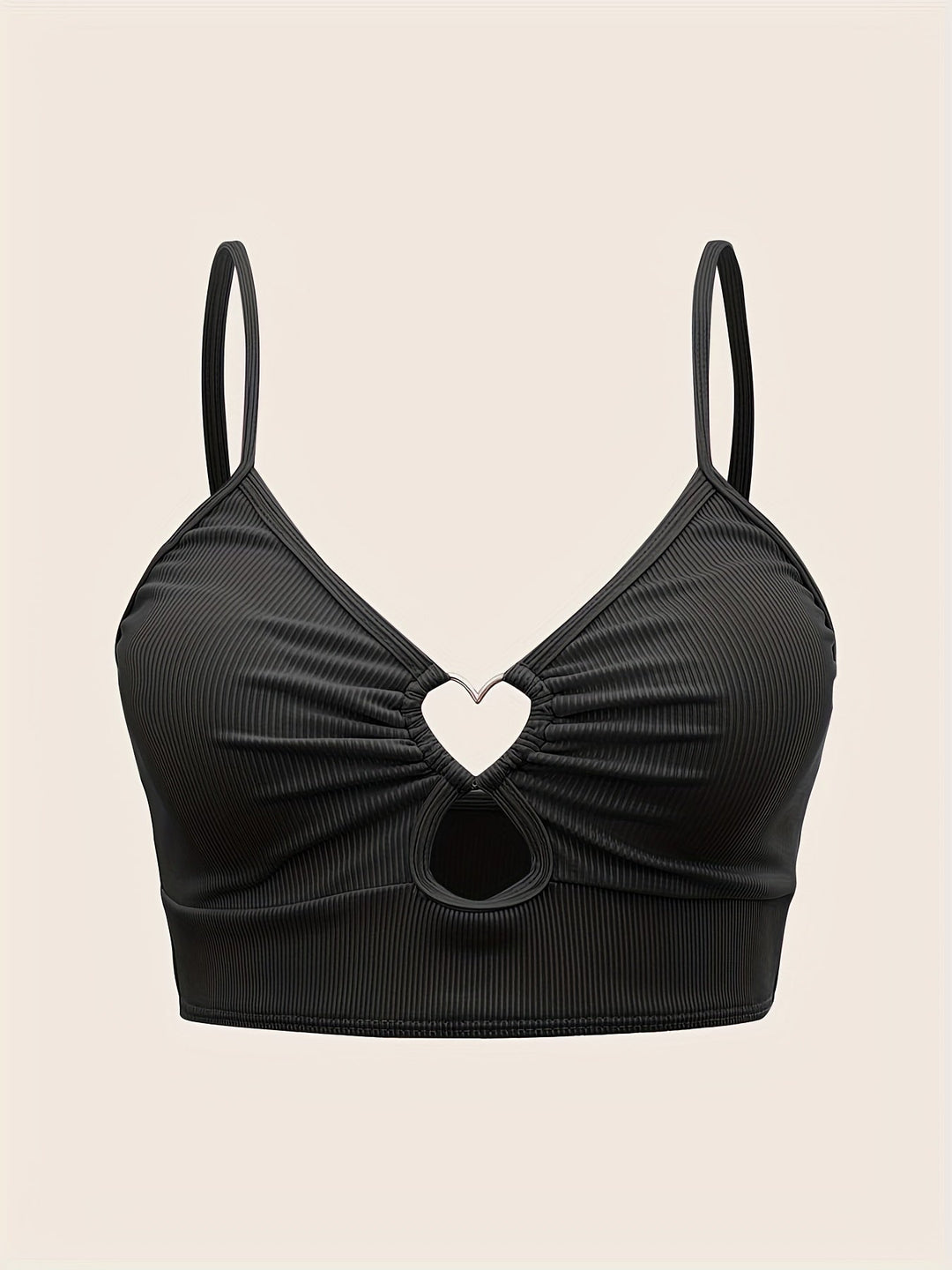 Levoire | Crop Top Rippé Avec Décolleté En Cœur Pour Femmes Noir