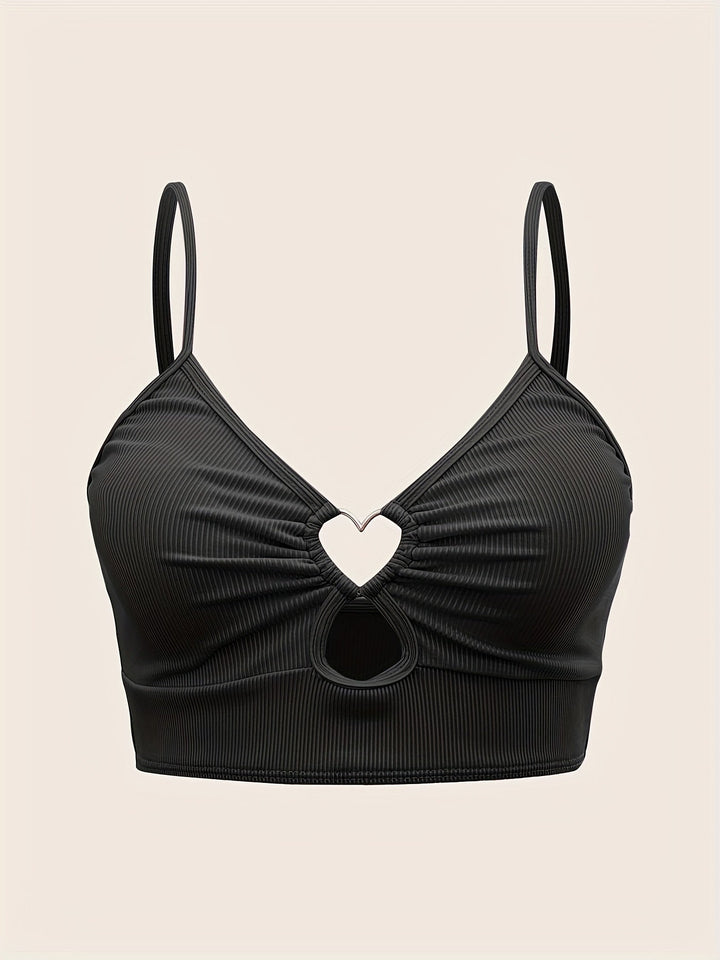Levoire | Crop Top Rippé Avec Décolleté En Cœur Pour Femmes Noir