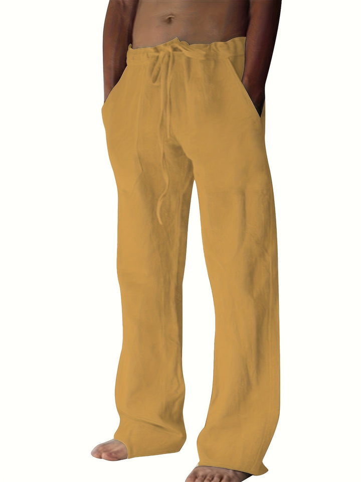 Levoire | Grande Taille Pantalons En Coton Pour Hommes De Loisirs Jaune