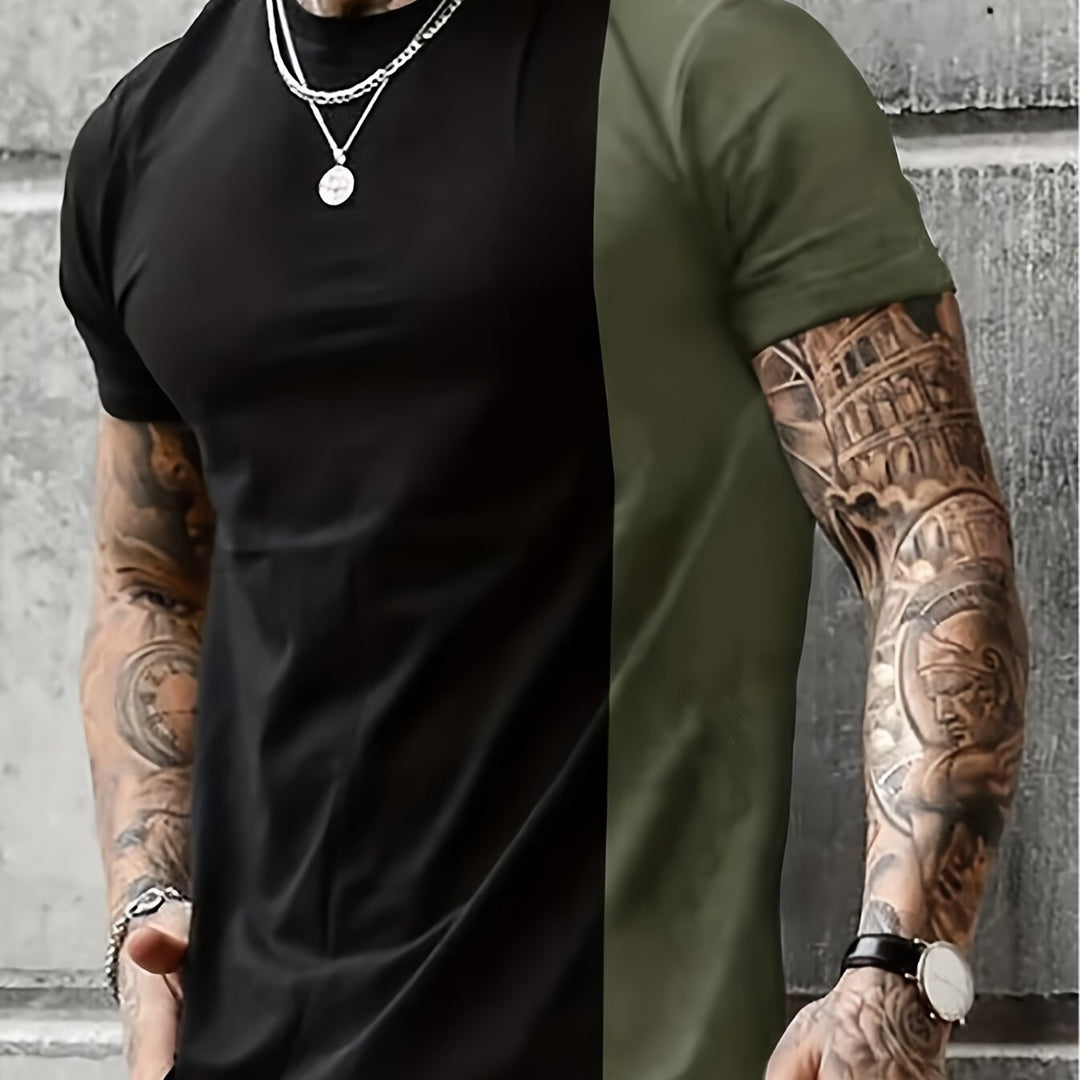 Levoire | T-Shirt Pour Hommes Avec Patchwork En Couleurs Contrastées Et Impression