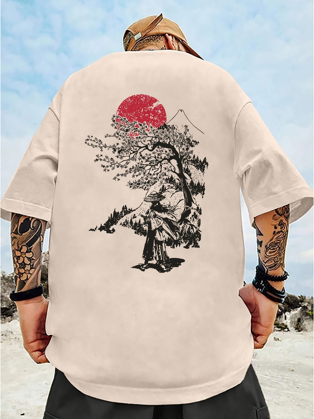 Levoire | T-Shirt Tendance Grande Taille Pour Hommes À Manches Courtes Abricot