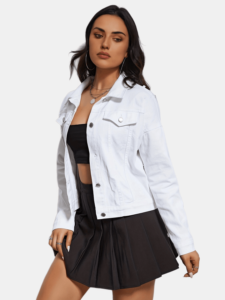 Levoire | Veste En Denim Bleu Clair Avec Des Paillettes Et Fermeture À Boutons