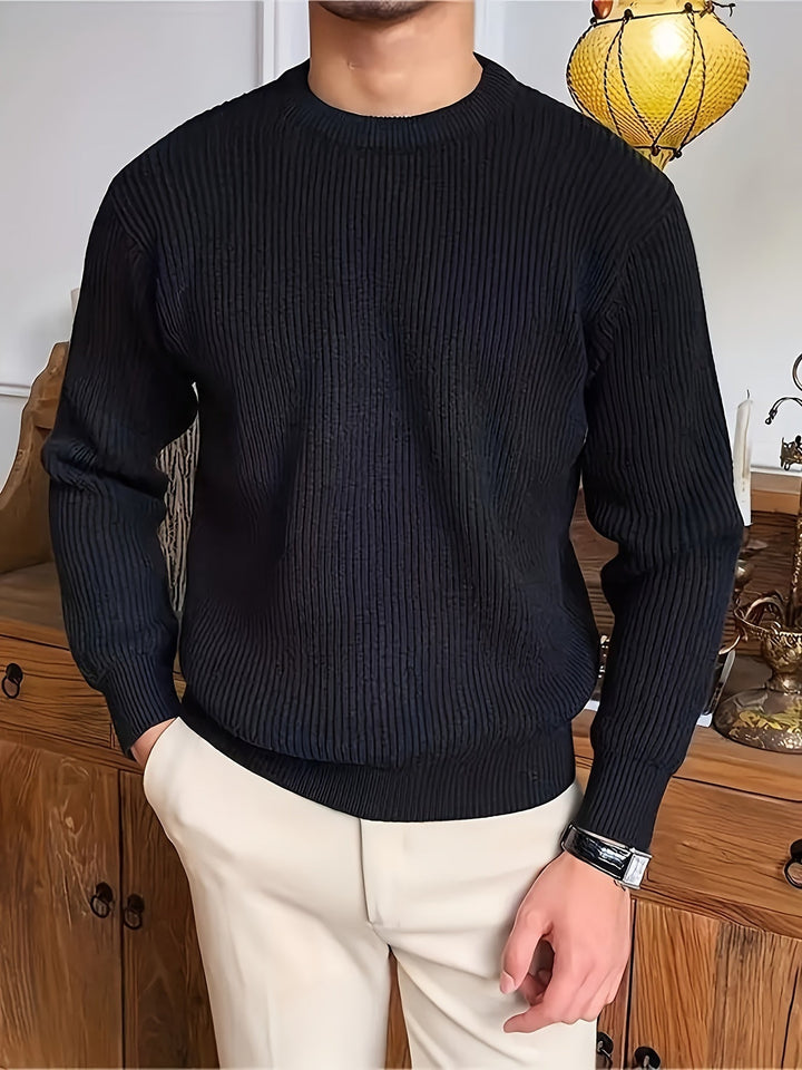 Levoire | Pull-Over En Laine Pour Hommes À Col Rond Noir