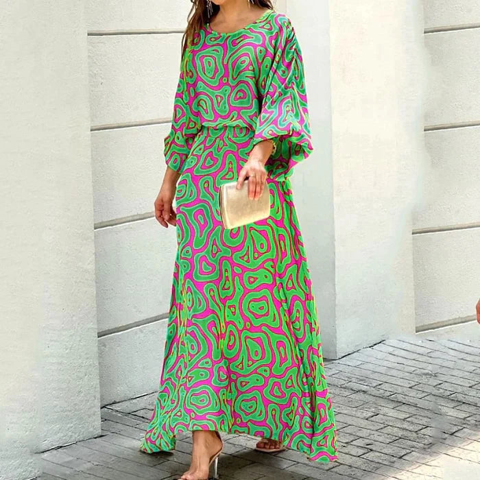 Levoire | Confortable, robe longue imprimée Vert foncé